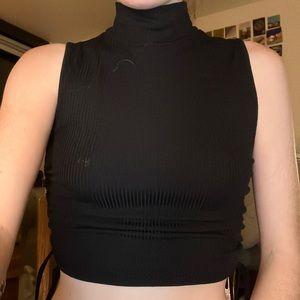 Black Turtle Neck Crop Top